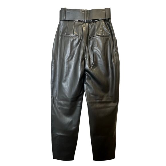 Zara Women's Faux Leather Belted Pants Size XS – NWOT, Chic Black Retro - Picture 3 of 10